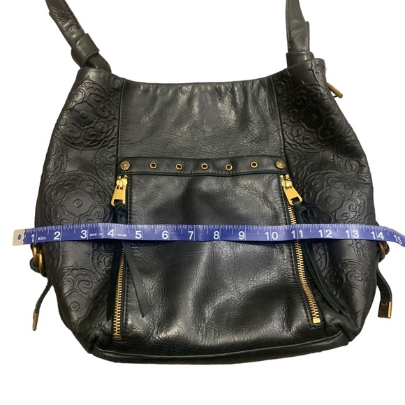 The Sak  Leather Black shoulder bag with gold hardware and design print black!! - Picture 13 of 15